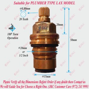 JKC Plumber Type Water Tap Spindle - 1/2" (JKC-1043)