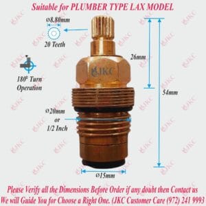 JKC Plumber Type Water Tap Spindle - 1/2" (JKC-1045)