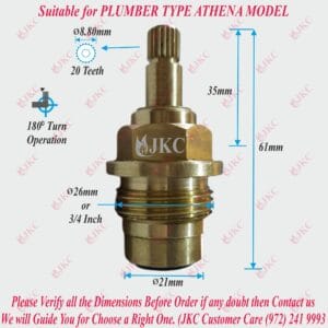 JKC Plumber Type Water Tap Spindle - 3/4" (JKC-1048)