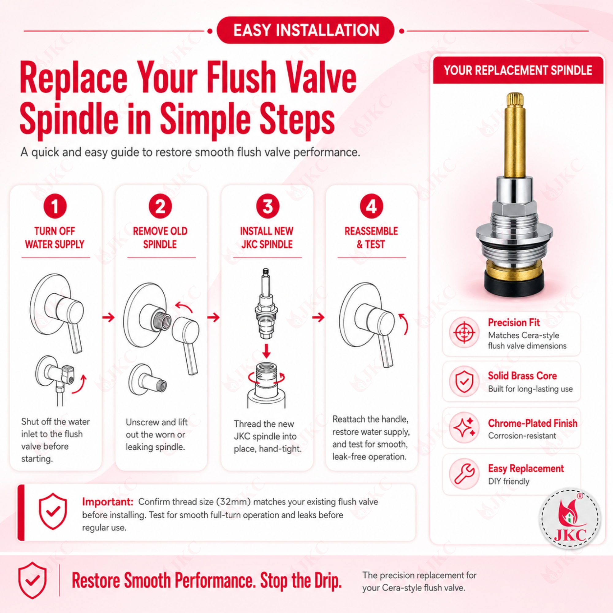 1073 – Cera Type Flush Valve Spindle (8) cera type flush valve spindle
