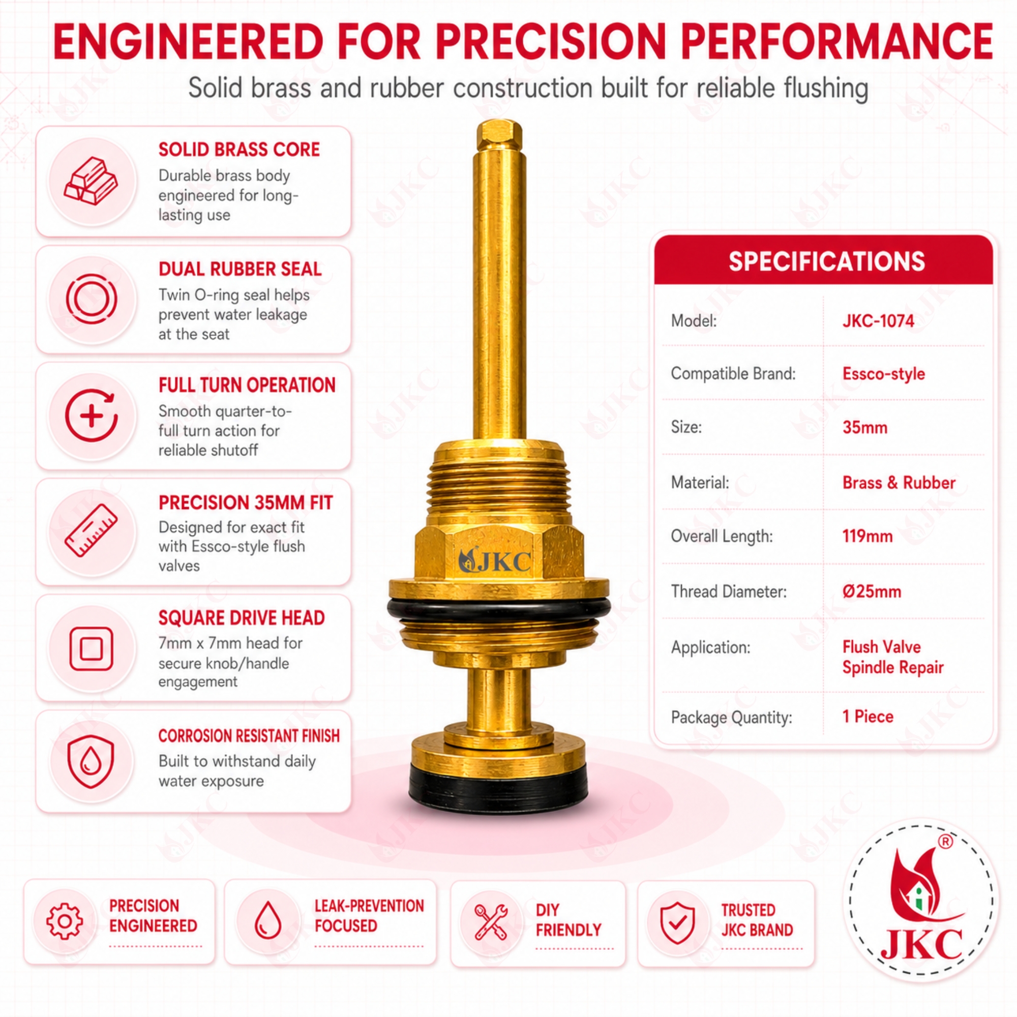 1074 – Essco Type Flush Valve Spindle (3) essco type flush valve spindle