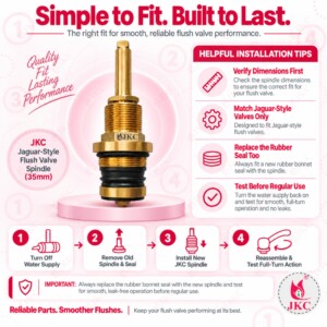 JKC Jaguar Type Flush Valve Spindle - 35mm (JKC-1085) jaguar type flush valve spindle