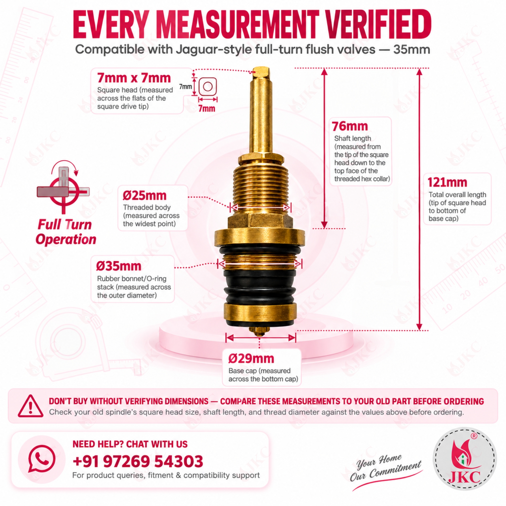 1085 – Jaquar Flush Spindle (2) jaguar type flush valve spindle