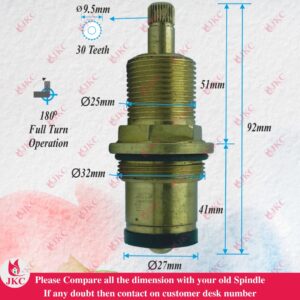 JKC Plumber Type Flush Valve Spindle - 33mm (JKC-1105)
