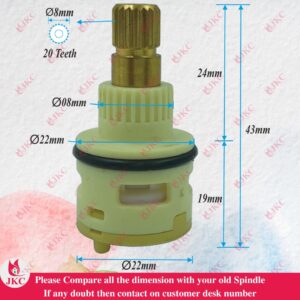 JKC 22mm Wall Mixer Cartridge for Center of Wall Mixer - (JKC-5017)