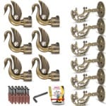 JKC Peacock Curtain Brackets and Holders, Suitable for 1inch Curtain Rod - Pack of 6