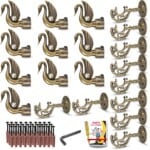 JKC Peacock Curtain Brackets and Holders, Suitable for 1inch Curtain Rod - Pack of 10