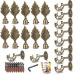 JKC Leaf Curtain Brackets and Holders, Suitable for 1inch Curtain Rod - Pack of 10