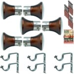 JKC Damru Curtain Brackets and Holders, Suitable for 1inch Curtain Rod - Pack of 6