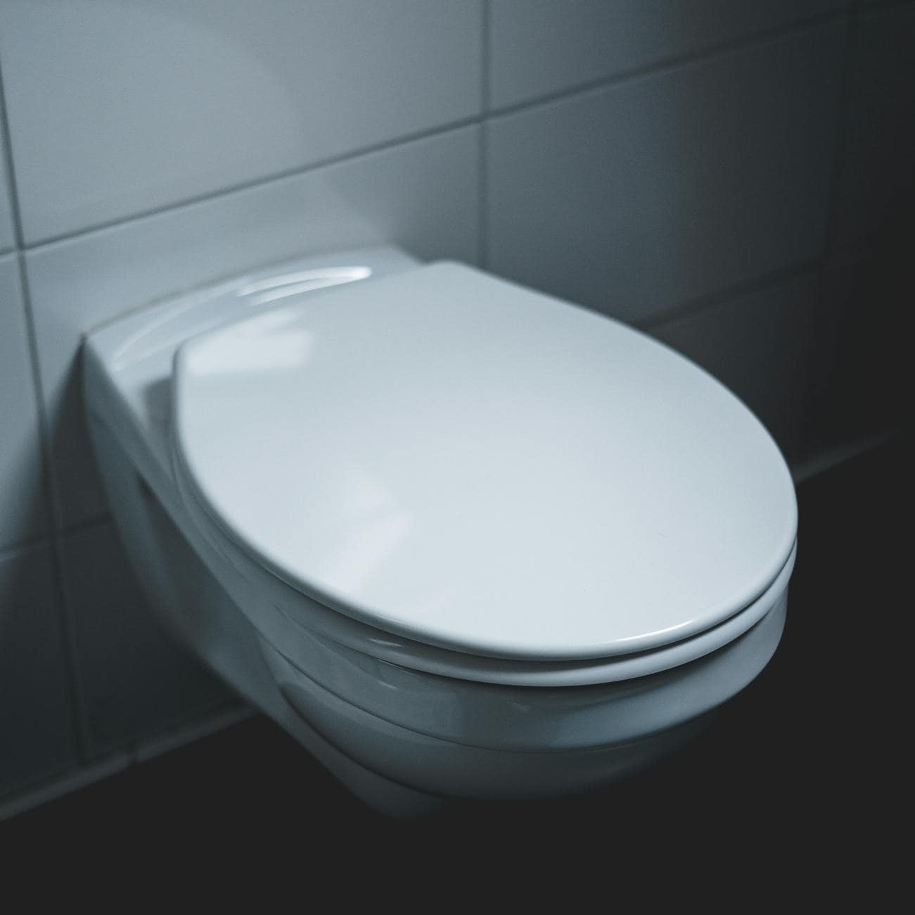 close up of modern white toilet in wc