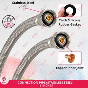 JKC Stainless Steel Geyser Connection Pipe for Hot and Cold Water 18 inch (Pack of 2)