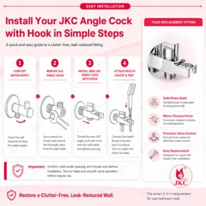 JKC Brass Angle Cock with Hook – Health Faucet Holder & Wall Flange ( 203_ST_Angle_Cock ) JKC Brass Angle Cock with Hook – Health Faucet Holder & Wall Flange ( 203_ST_Angle_Cock )