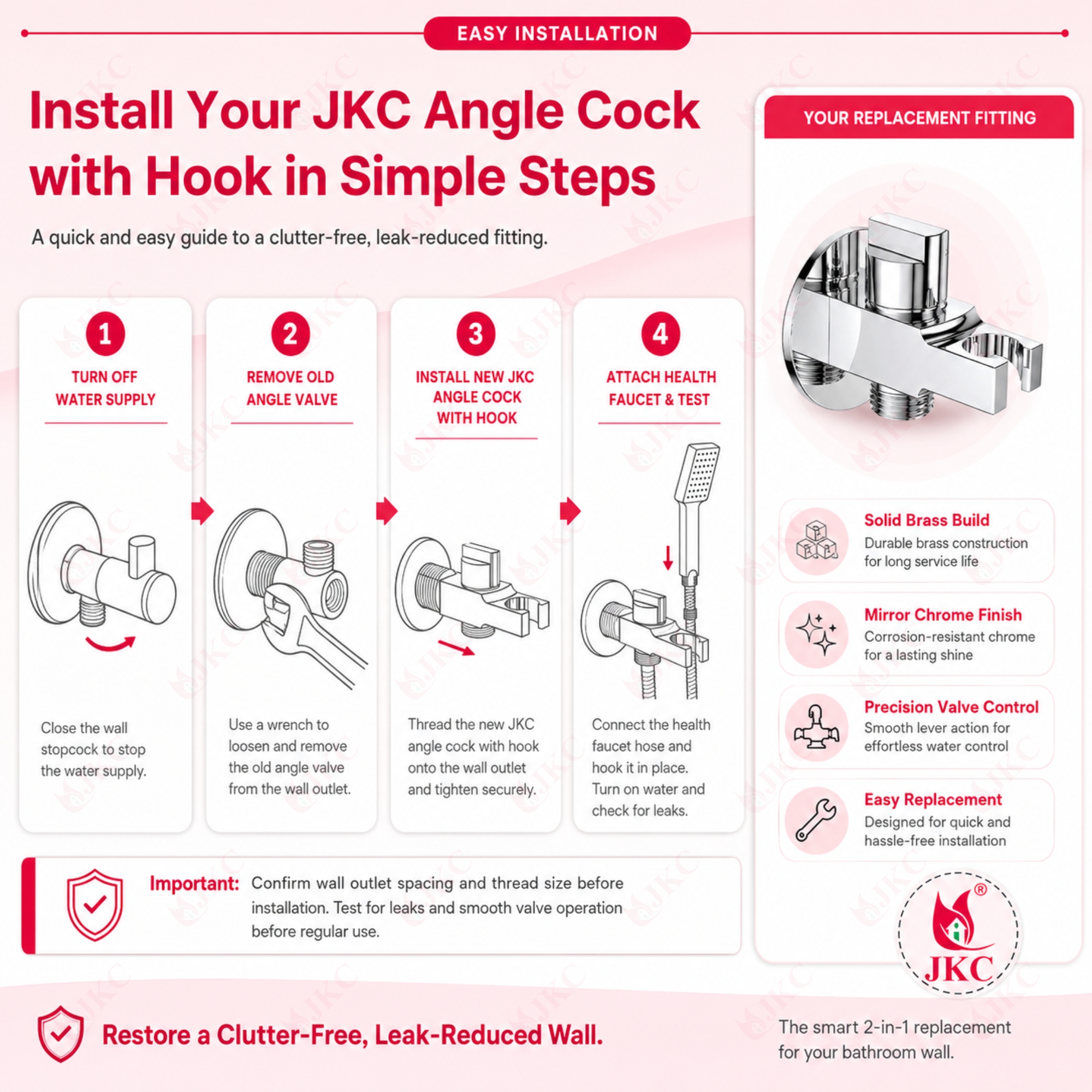 203_ST_Angle_Cock – Angle Cock with Shower Stand (8) JKC Brass Angle Cock with Hook – Health Faucet Holder & Wall Flange ( 203_ST_Angle_Cock )