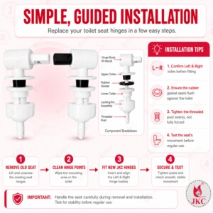 JKC Roca Type Toilet Seat Cover Hinges - (JKC-420)