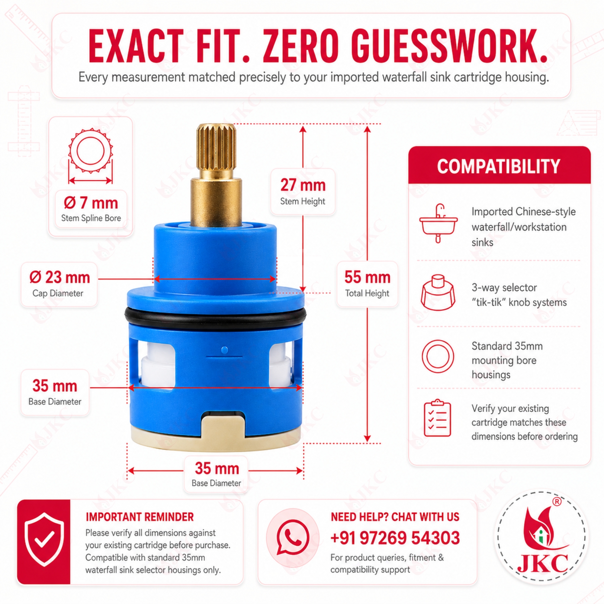 499_IMP_Round – Imported Sink Cartridge (2) JKC Waterfall Kitchen Sink Cartridge 35mm (JKC-499_IMP_Round )