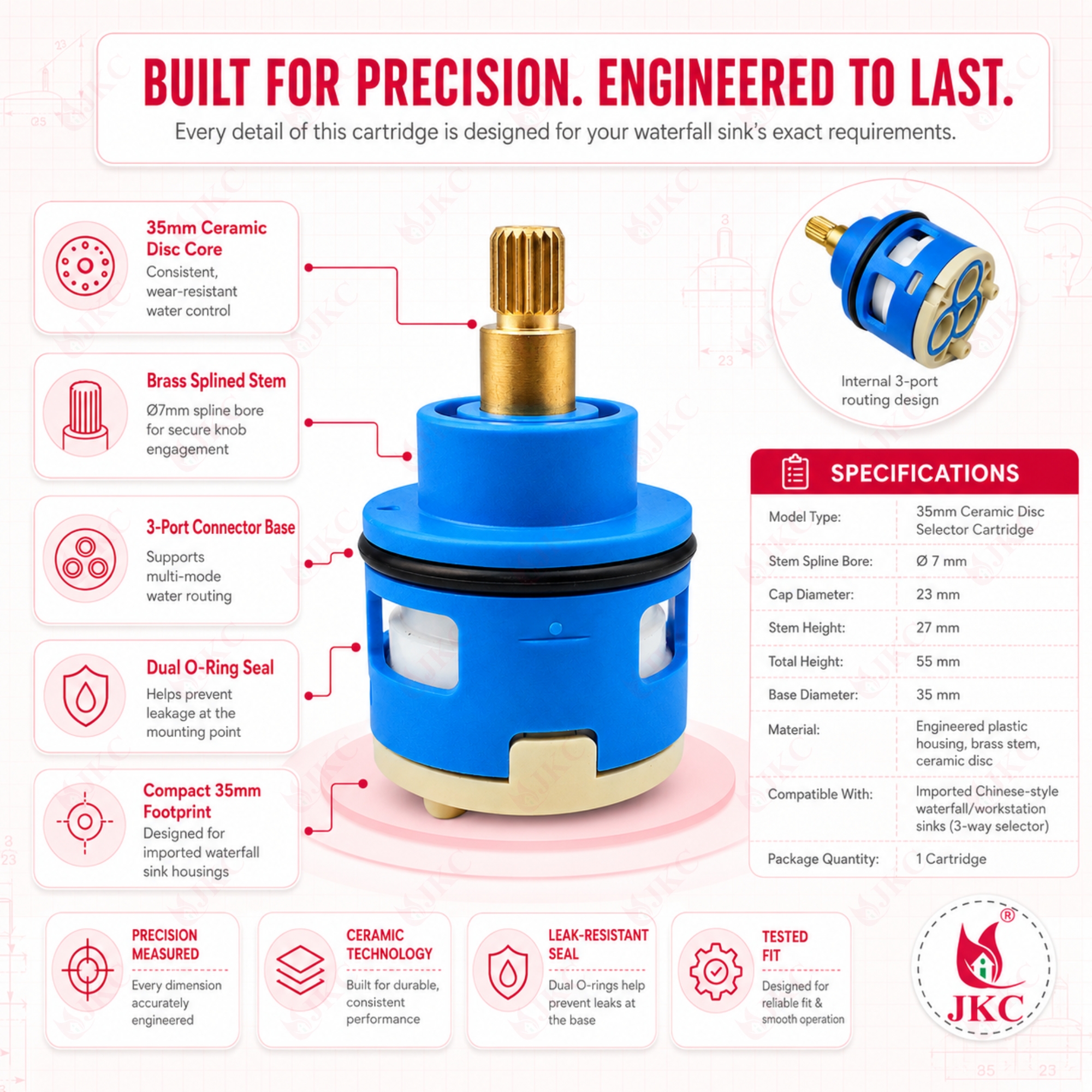 499_IMP_Round – Imported Sink Cartridge (4) JKC Waterfall Kitchen Sink Cartridge 35mm (JKC-499_IMP_Round )