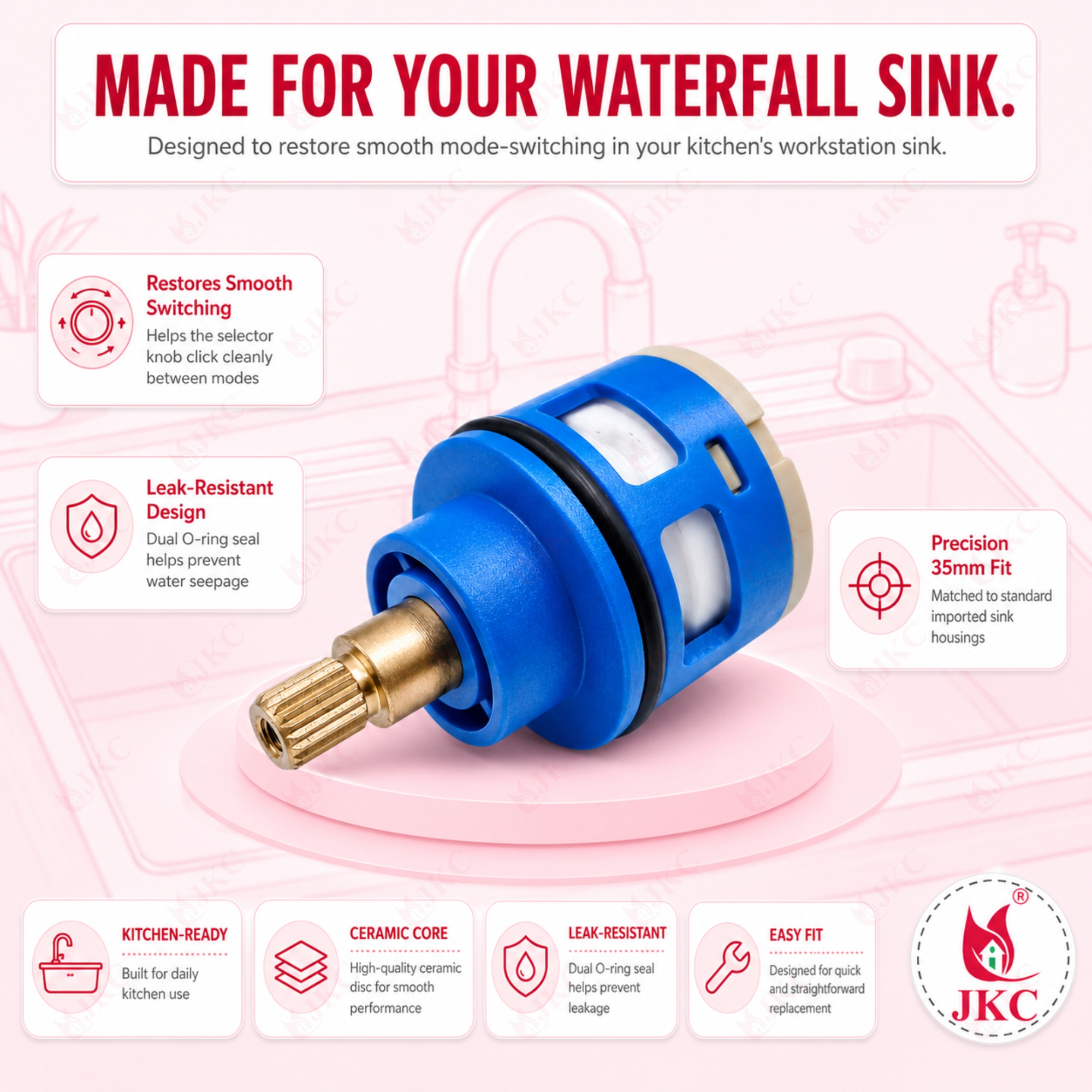 499_IMP_Round – Imported Sink Cartridge (6) JKC Waterfall Kitchen Sink Cartridge 35mm (JKC-499_IMP_Round )