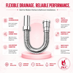 JKC Flexible Chrome PVC Waste Pipe 1¼ Inch (JKC-CWP_910 CP) JKC Flexible Chrome PVC Waste Pipe 1¼ Inch (JKC-CWP_910 CP)