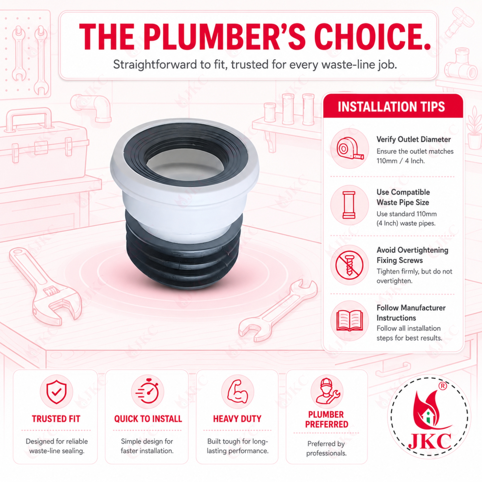 WC_STRAIGHT_CONN – Plastic WC Straight Connector (7) Toilet Waste Pipe Connector