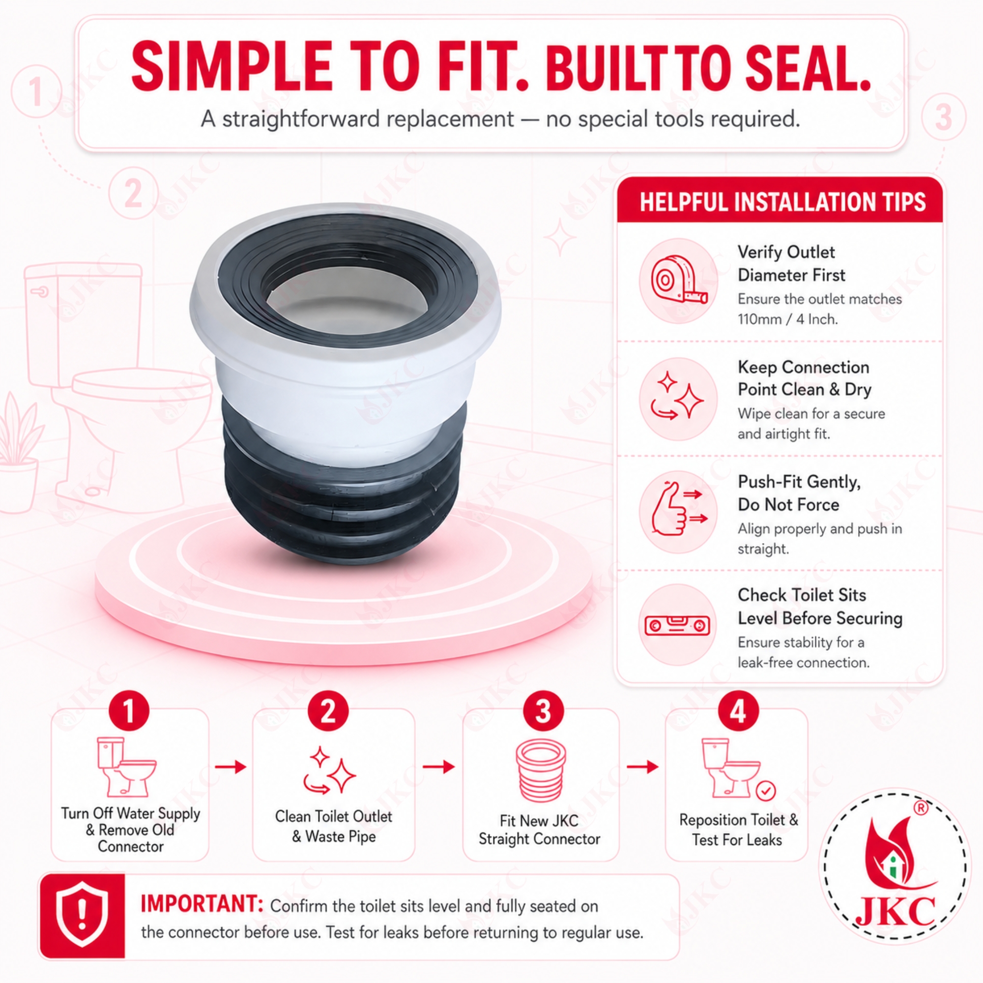 WC_STRAIGHT_CONN – Plastic WC Straight Connector (8) Toilet Waste Pipe Connector