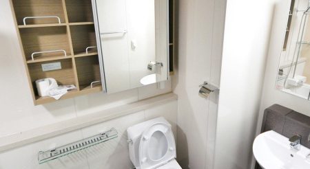 white water closet in bathroom